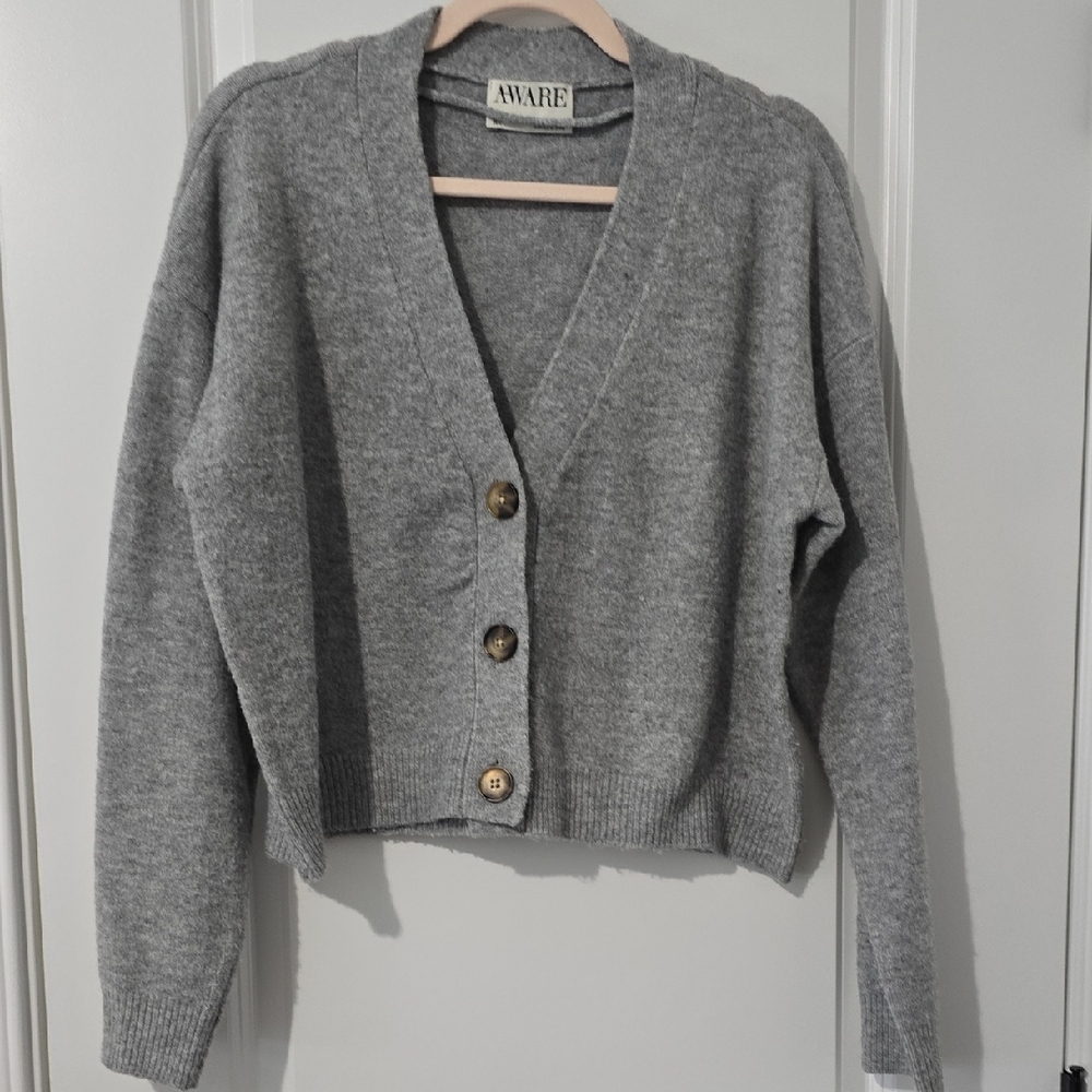 Gray Women's Cardigan Sweater